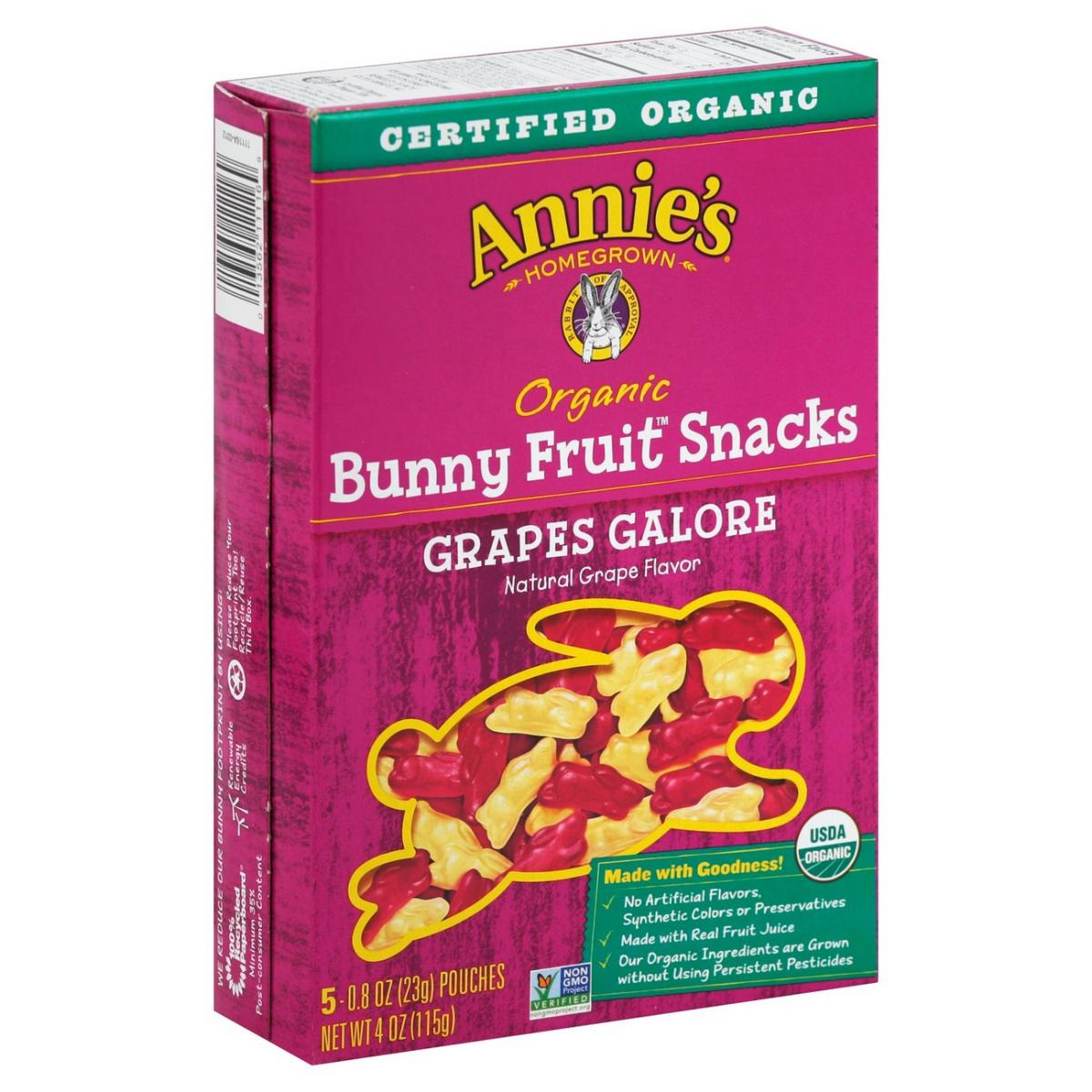 ORG BUNNY FRUIT SNACK GRAPE GALRE